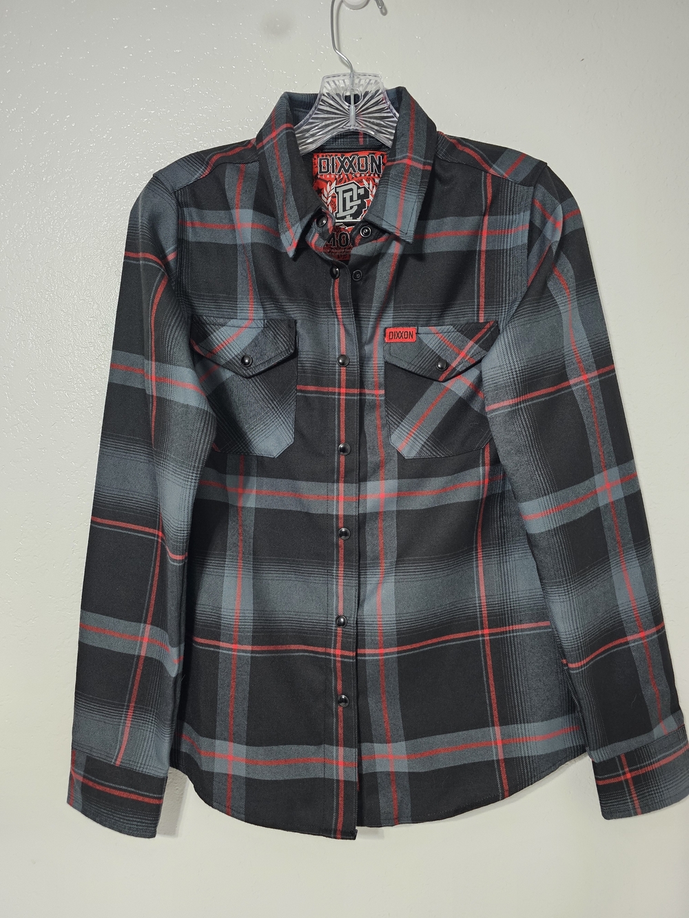 Dixxon Flannel Co. Black Gray Red Plaid Snap Front Performance Flannel Shirt Sml - Picture 2 of 9